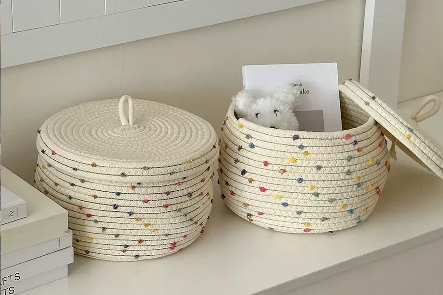 Decorative Wool Pom Pom Basket