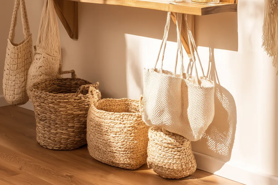Decorative Wool Pom Pom Basket