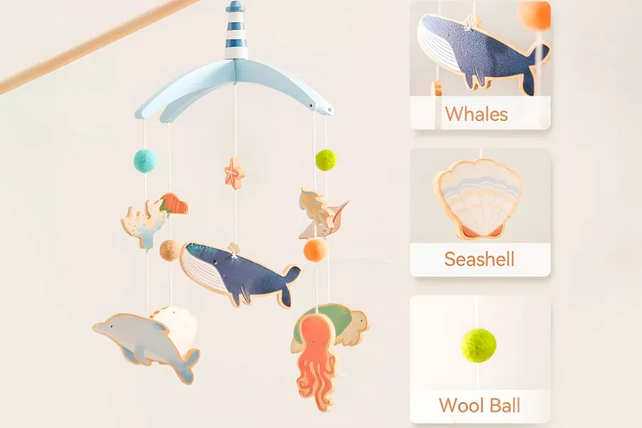 Whale Themed Musical Crib Mobile
